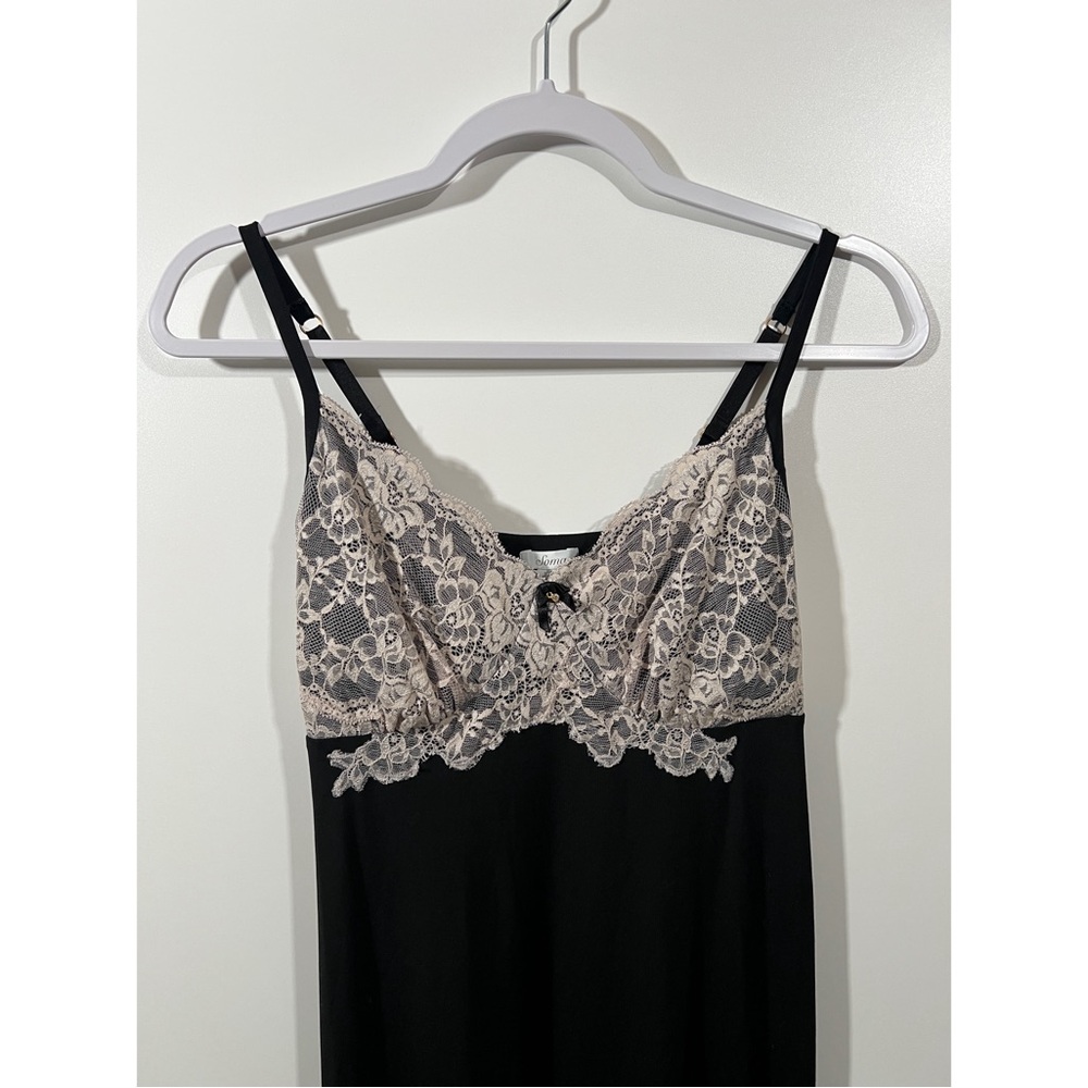 Soma Nightgown with Slit in Black with Light Pink Lace Size Small - Picture 3 of 8